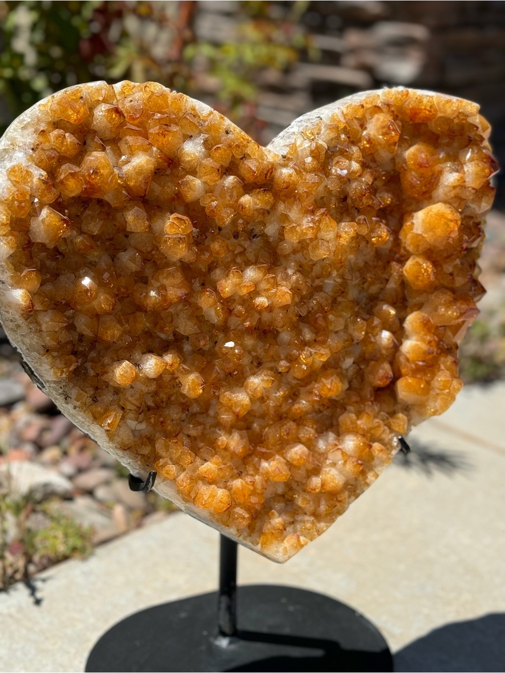 Large Golden Citrine Druzy Heart on Stand — 18” x 16” - Picture 10 of 11